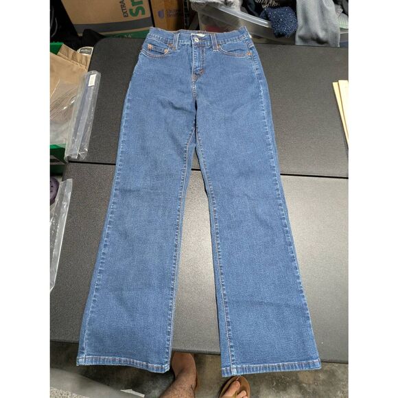 Levis 512 Perfectly Slimming Boot Cut Jeans Blue Stretch Mid Rise Denim Women's - Picture 5 of 8